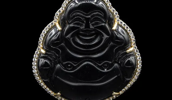 Sterling Silver Onyx Sitting Buddha Necklace