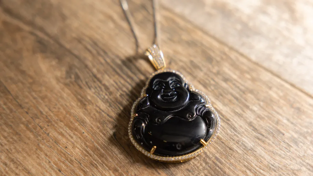 Sterling Silver Onyx Sitting Buddha Necklace