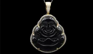 Sterling Silver Onyx Sitting Buddha Necklace