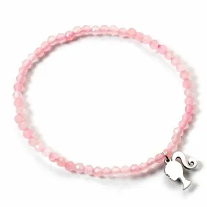 Sterling Silver Silhouette Charm Rose Quartz Bead Bracelet BMSB0018