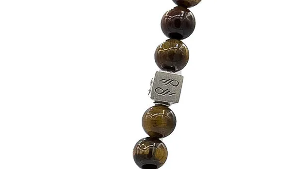 Sterling Silver Tigers Eye Gloss & Matte Balinese Natural Gemstone Necklace