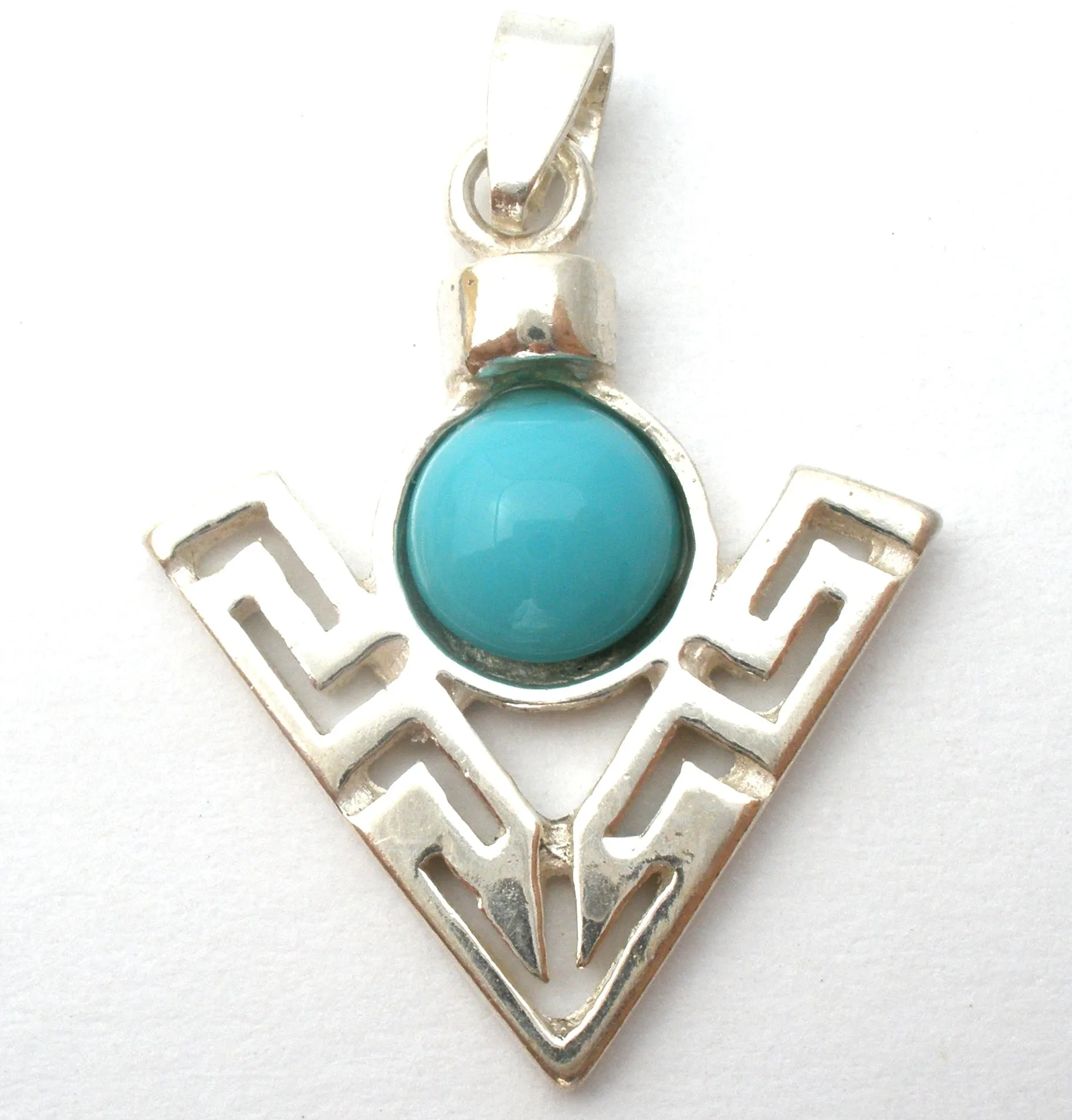 Sterling Silver Turquoise Pendant Slide Vintage