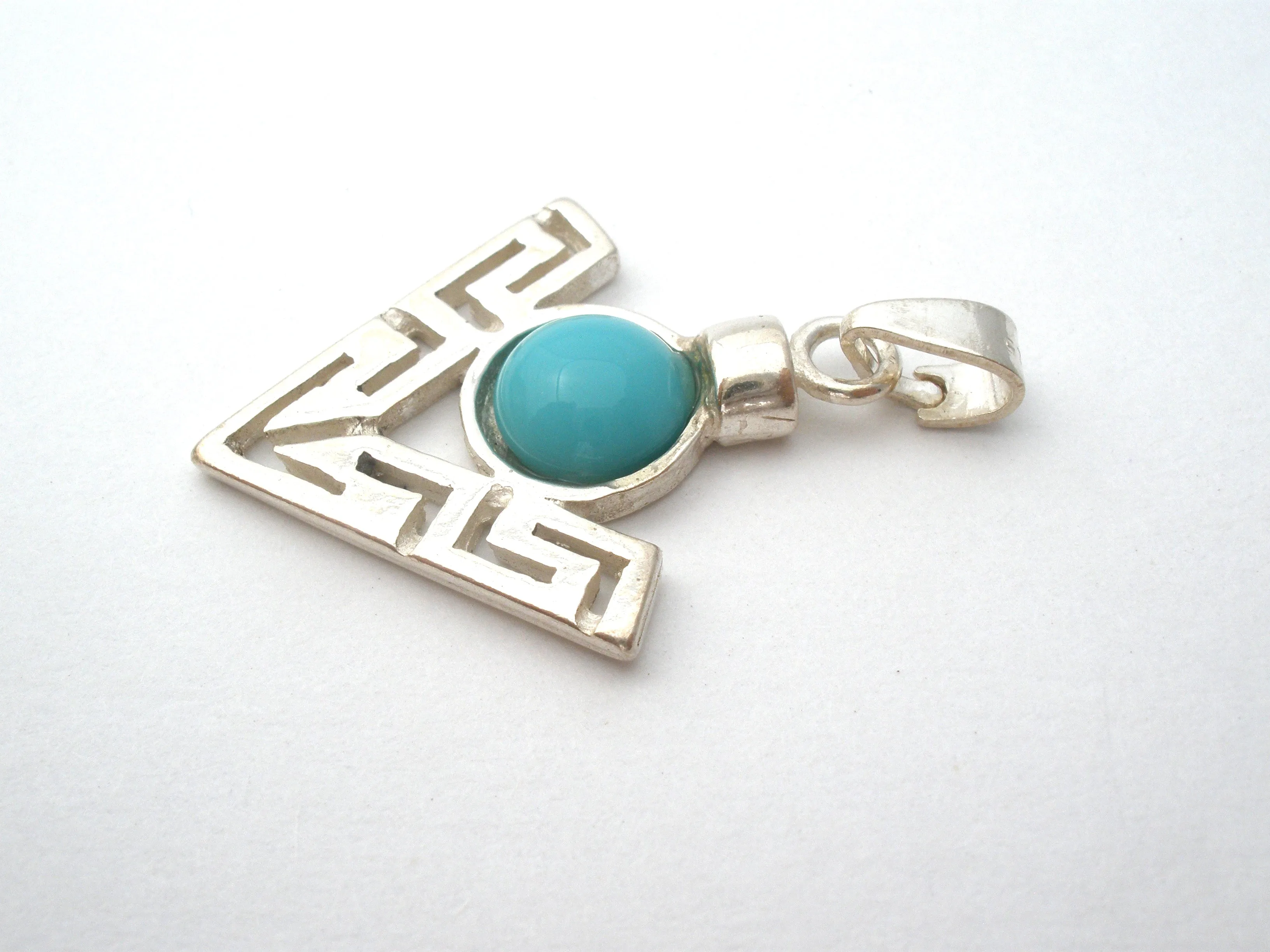 Sterling Silver Turquoise Pendant Slide Vintage