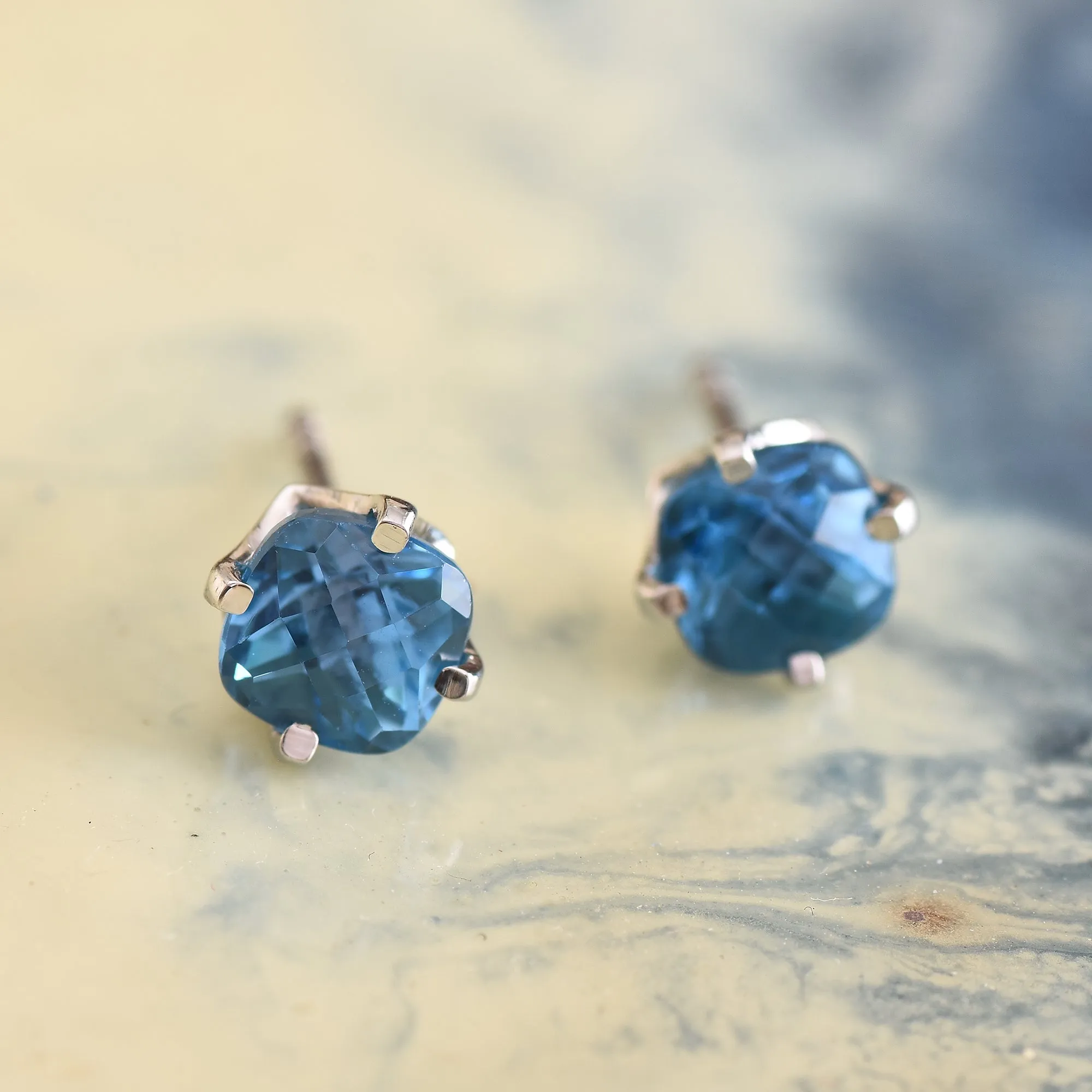 Swiss Blue Topaz Studs Earrings