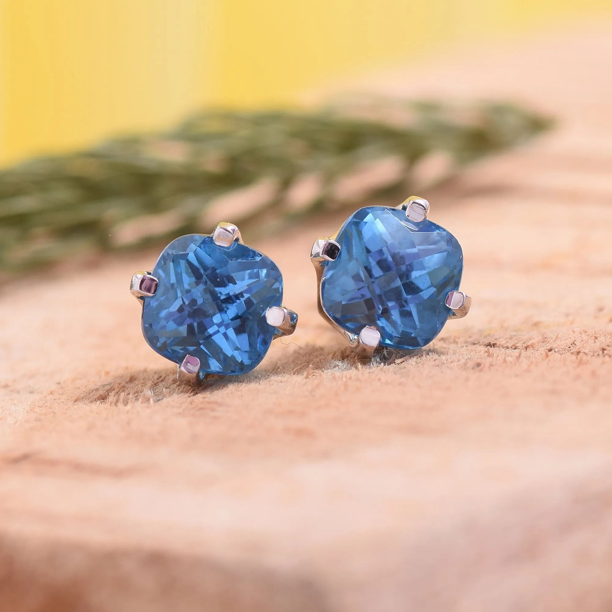 Swiss Blue Topaz Studs Earrings