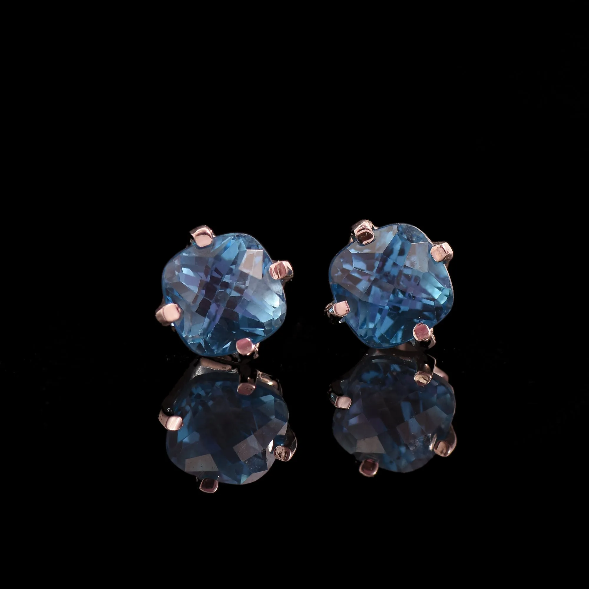 Swiss Blue Topaz Studs Earrings