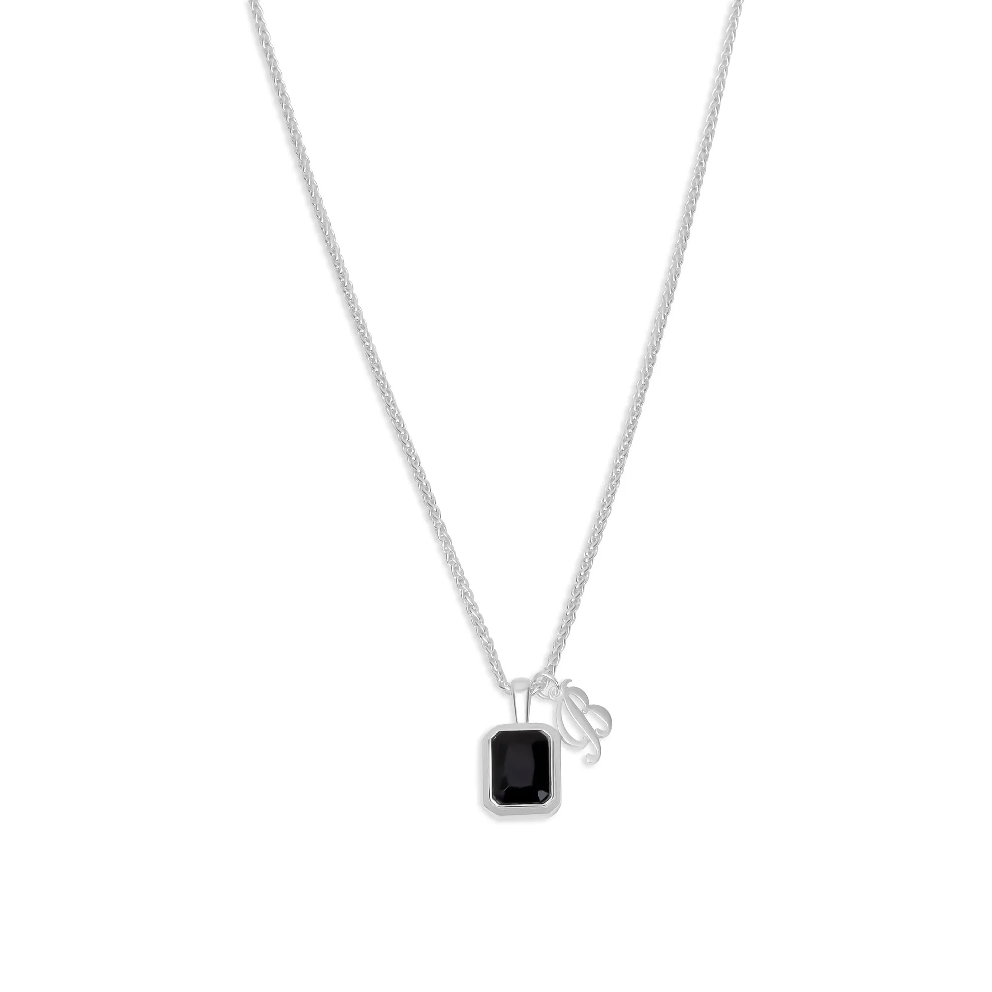 The Onyx Initial Gemstone Necklace