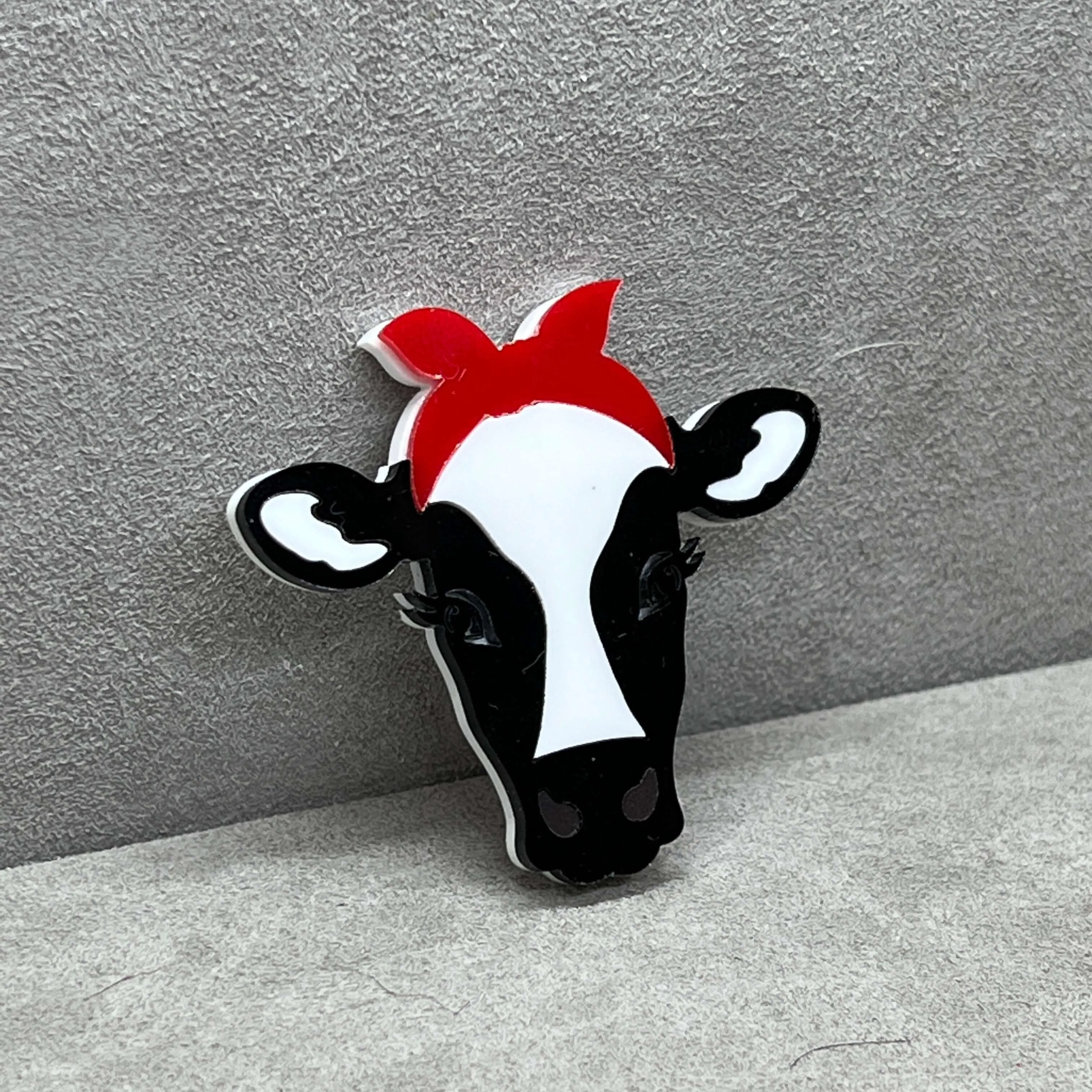 The Rockabilly Frisian Cow - Acrylic Art Brooch