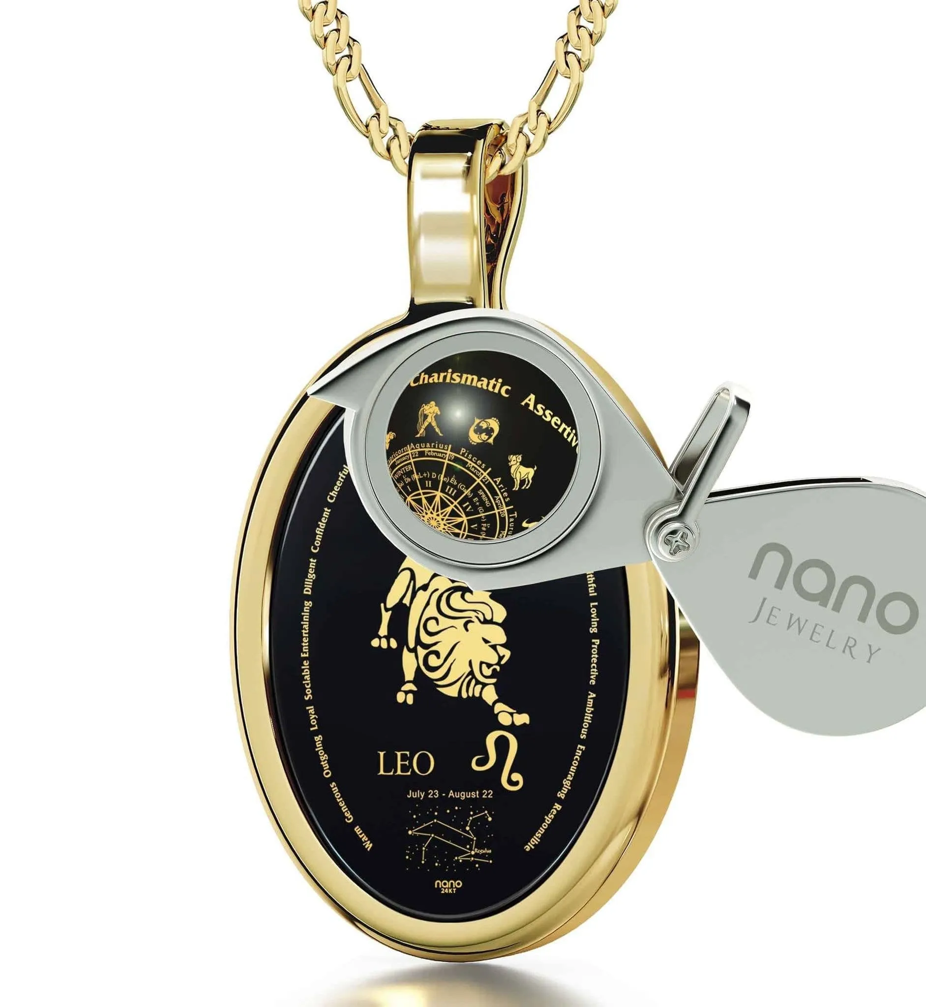 The World of Leo, 14k Gold Necklace, Onyx