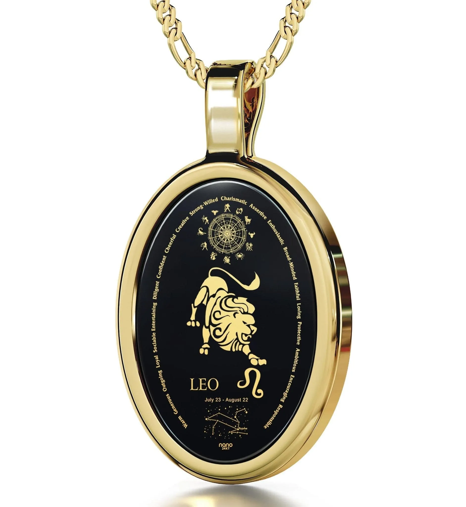 The World of Leo, 14k Gold Necklace, Onyx