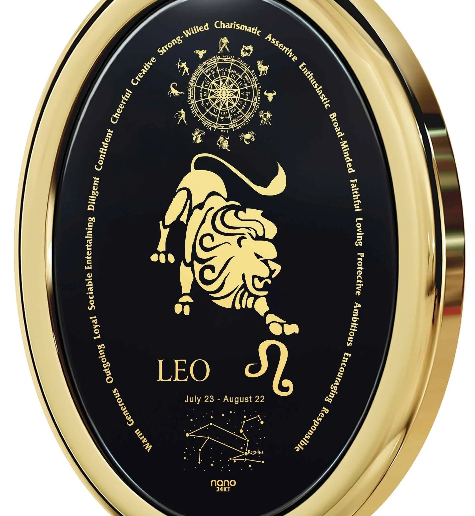 The World of Leo, Sterling Silver Gold Plated (Vermeil) Necklace, Onyx