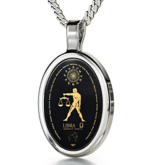 The World of Libra, 925 Sterling Silver Necklace, Onyx