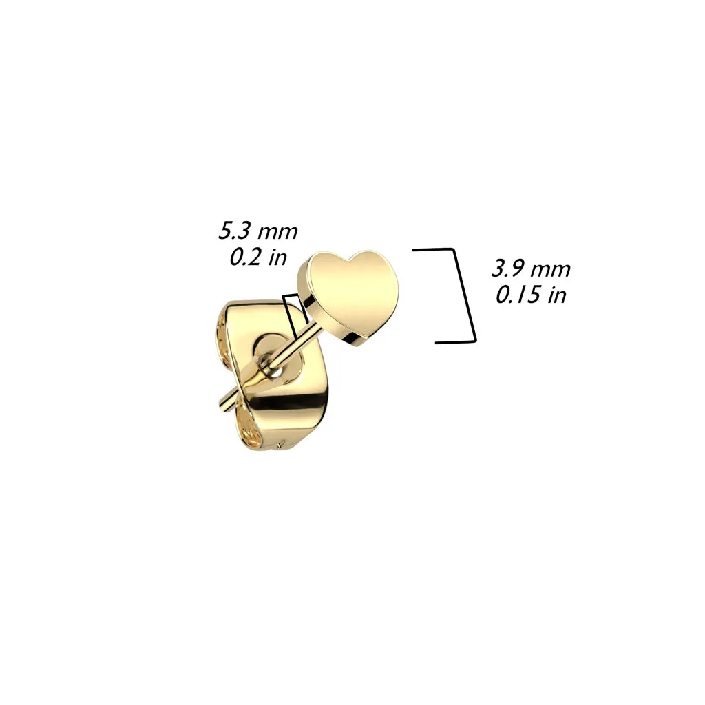 Titanium Heart Earring with Traditional Butterfly Backing (PAIR)