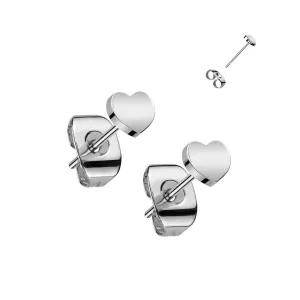 Titanium Heart Earring with Traditional Butterfly Backing (PAIR)