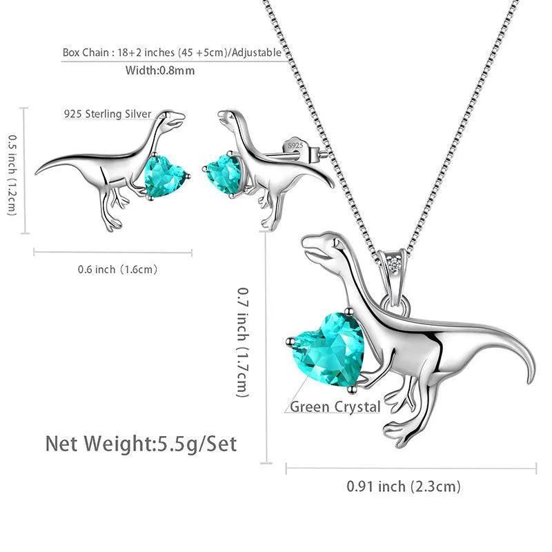 Tokyo Mart Velociraptor Dinosaur Charm Jewelry Set Earrings Necklace Women Girls Jewelry Gift