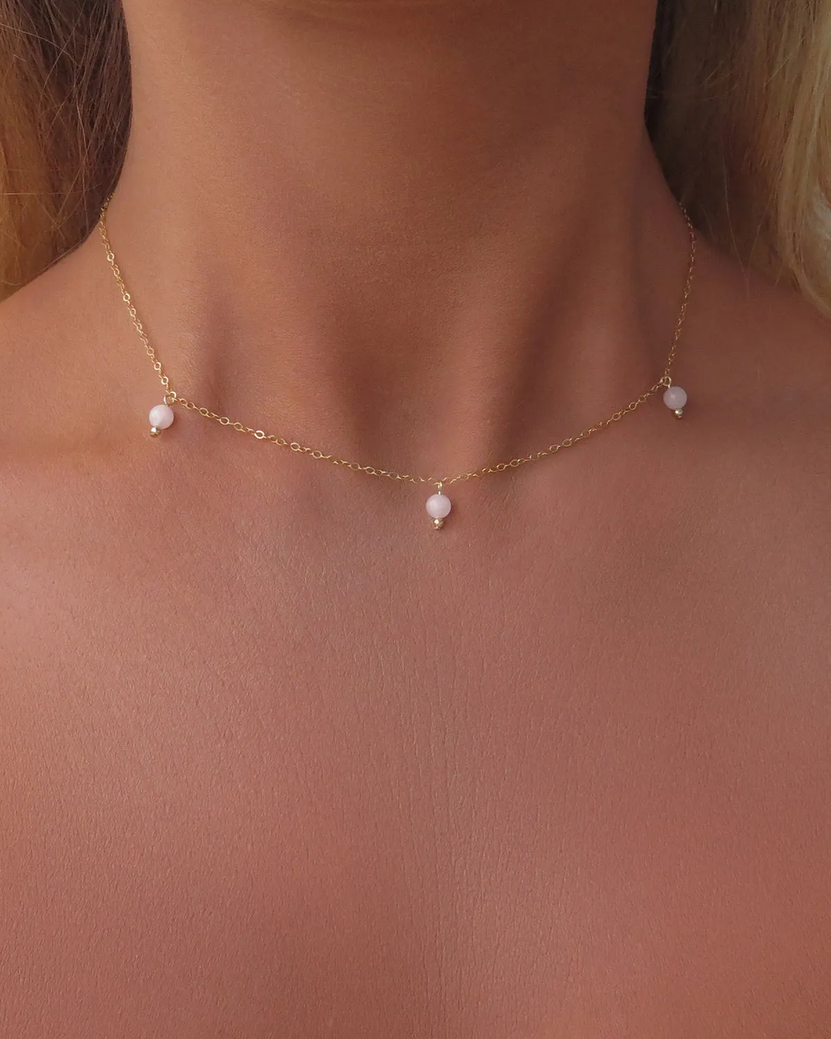 Triple Rose Quartz Necklace