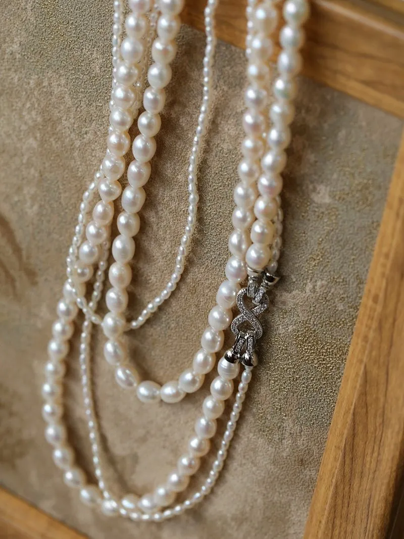 Two-layer Large and Small Pearl Long Necklaces