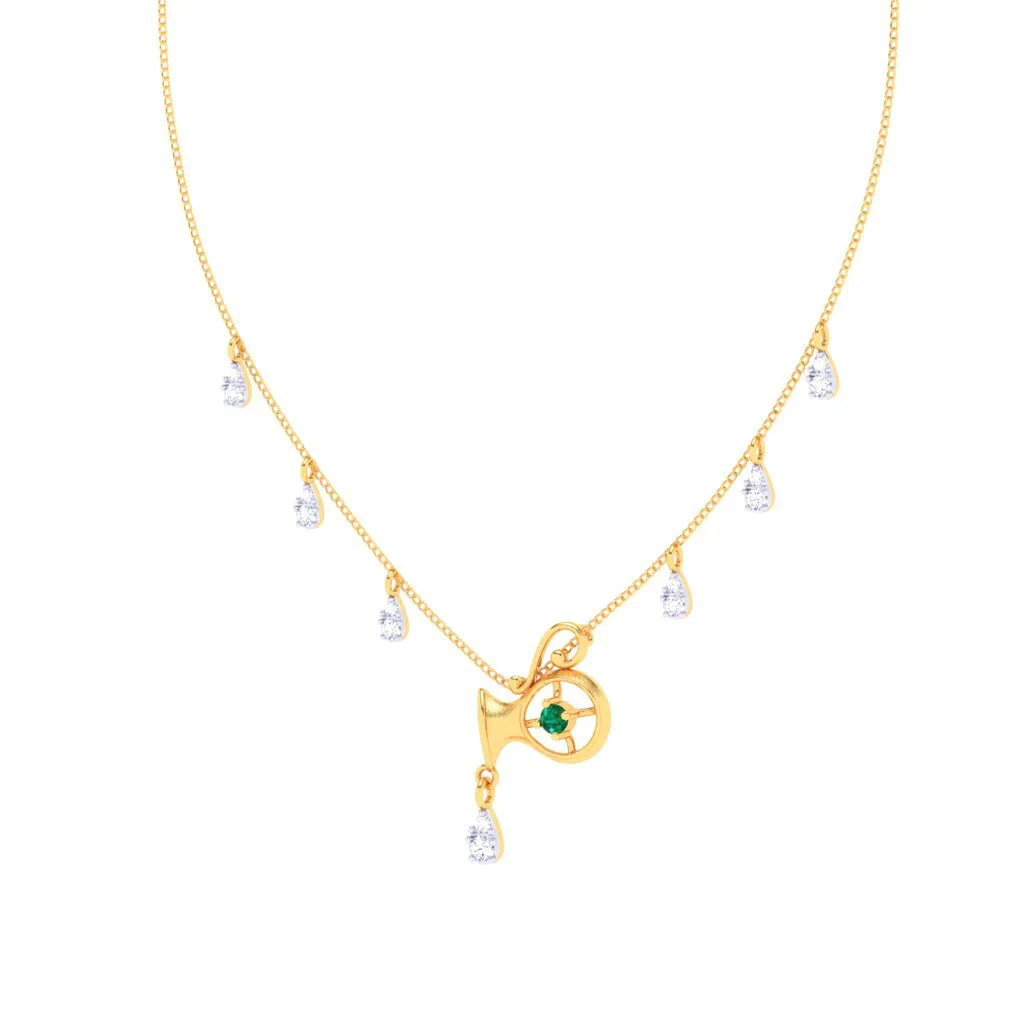 Unique Aquarius Themed 18k Gold And Diamond Necklace From Pc Chandra Online Exclusive Collection