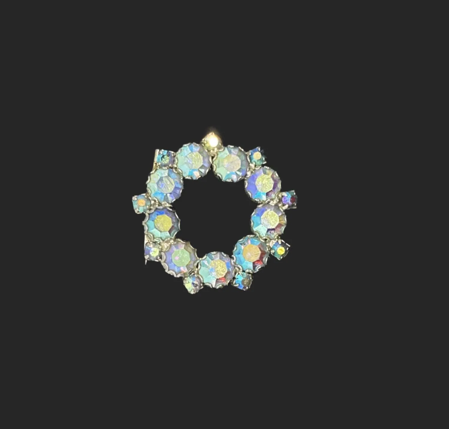 Vintage Iridescent Blues Circle Brooch