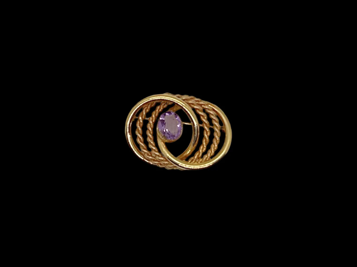 Vintage Van Dell Brooch With Purple Stone, 1/20th 12K