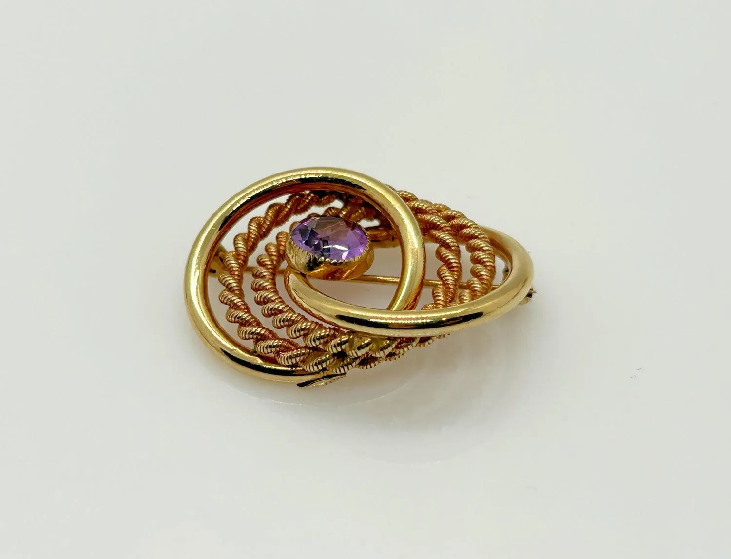 Vintage Van Dell Brooch With Purple Stone, 1/20th 12K