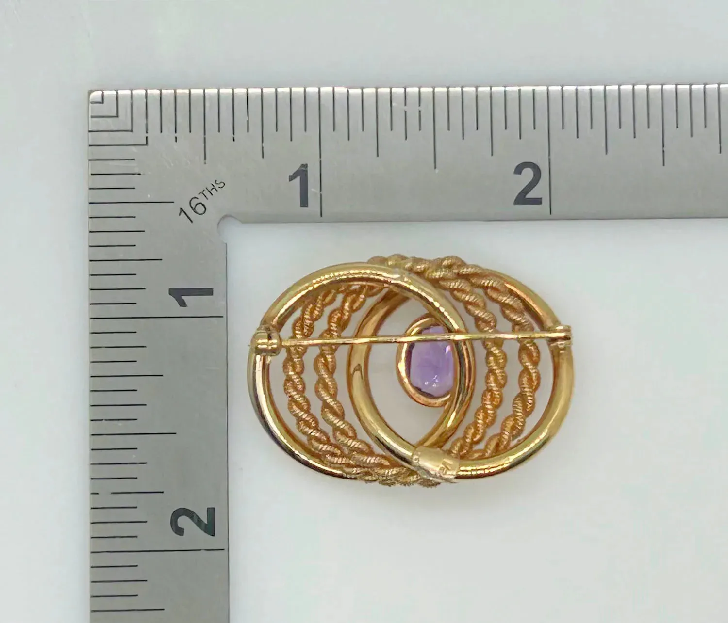 Vintage Van Dell Brooch With Purple Stone, 1/20th 12K