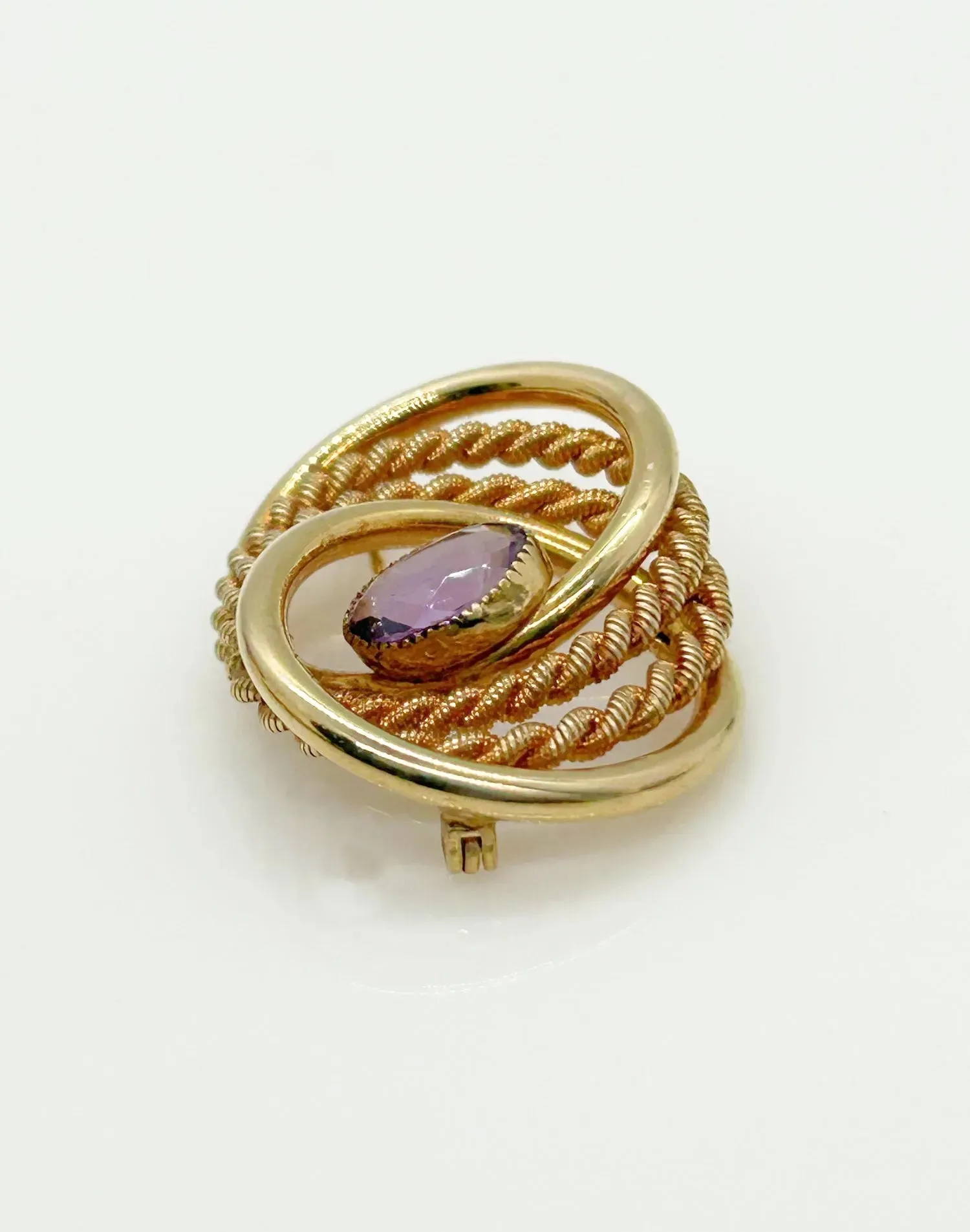 Vintage Van Dell Brooch With Purple Stone, 1/20th 12K