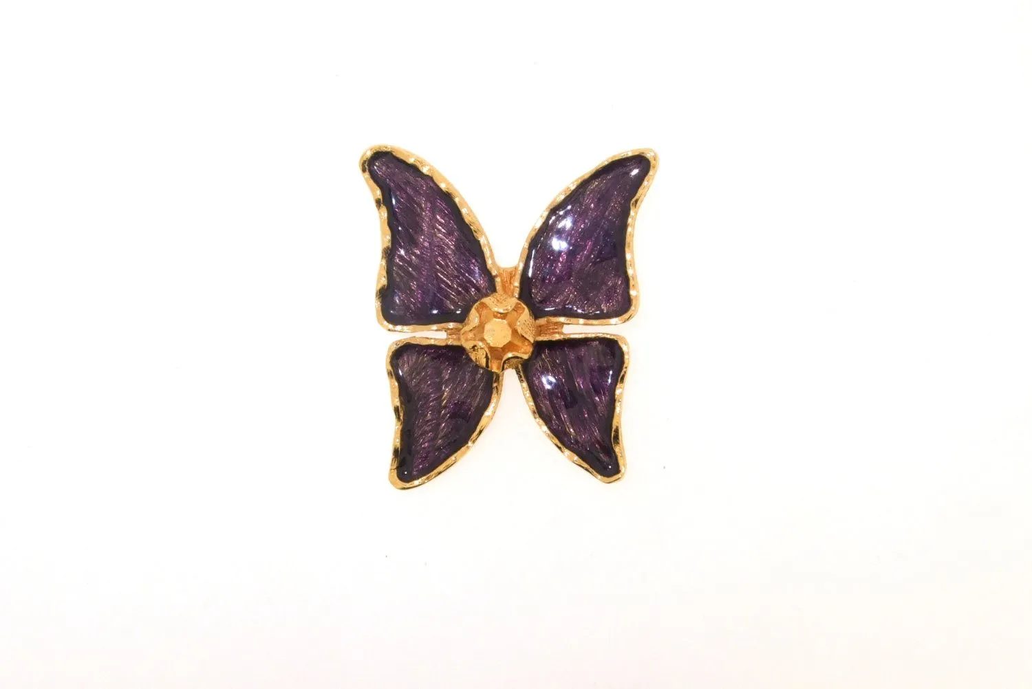 Vintage YSL Butterfly Brooch Yves Saint Laurent Statement Purple Enamel