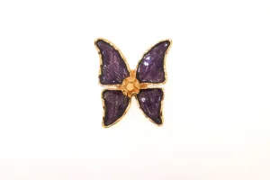 Vintage YSL Butterfly Brooch Yves Saint Laurent Statement Purple Enamel