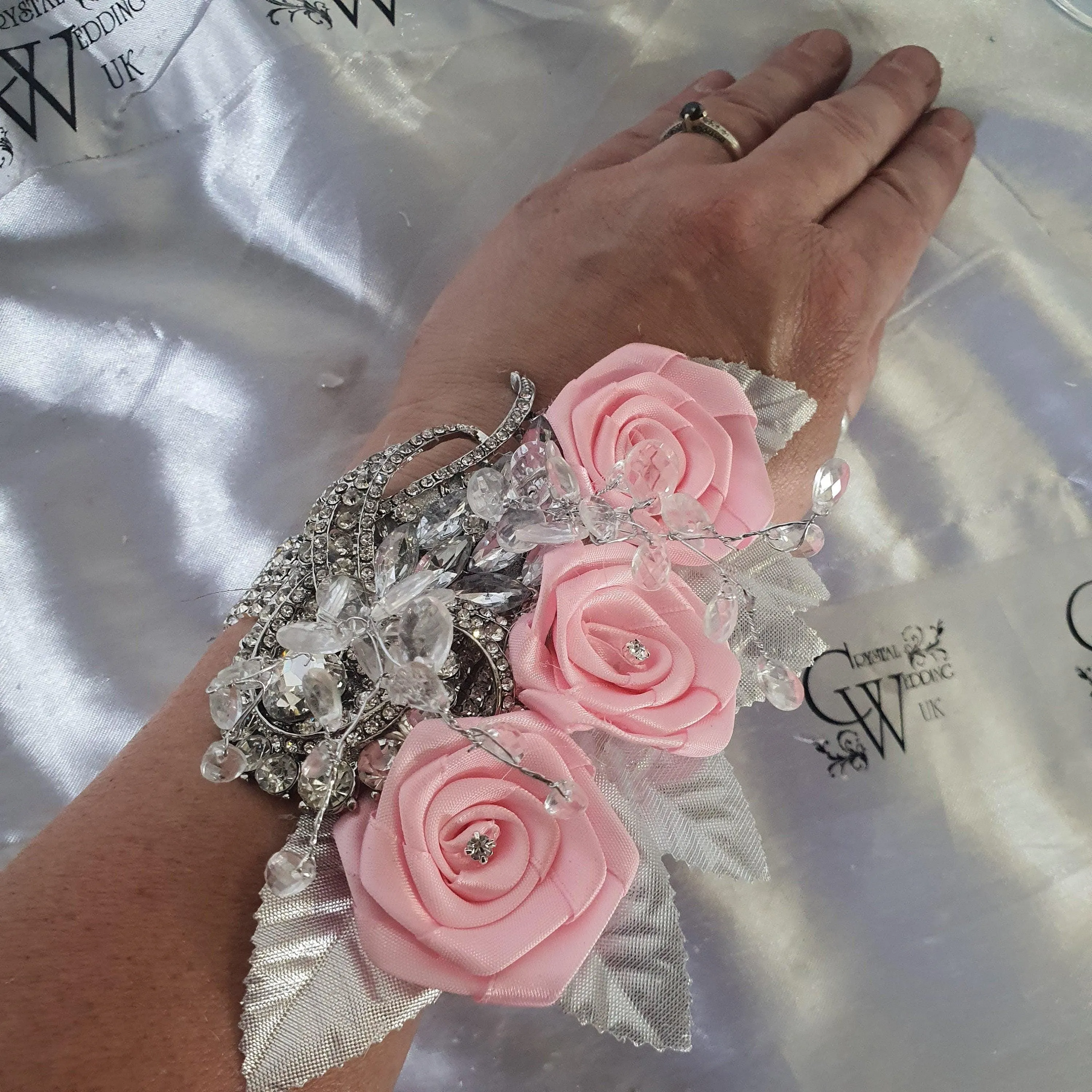 Wedding wrist corsage by Crystal wedding uk