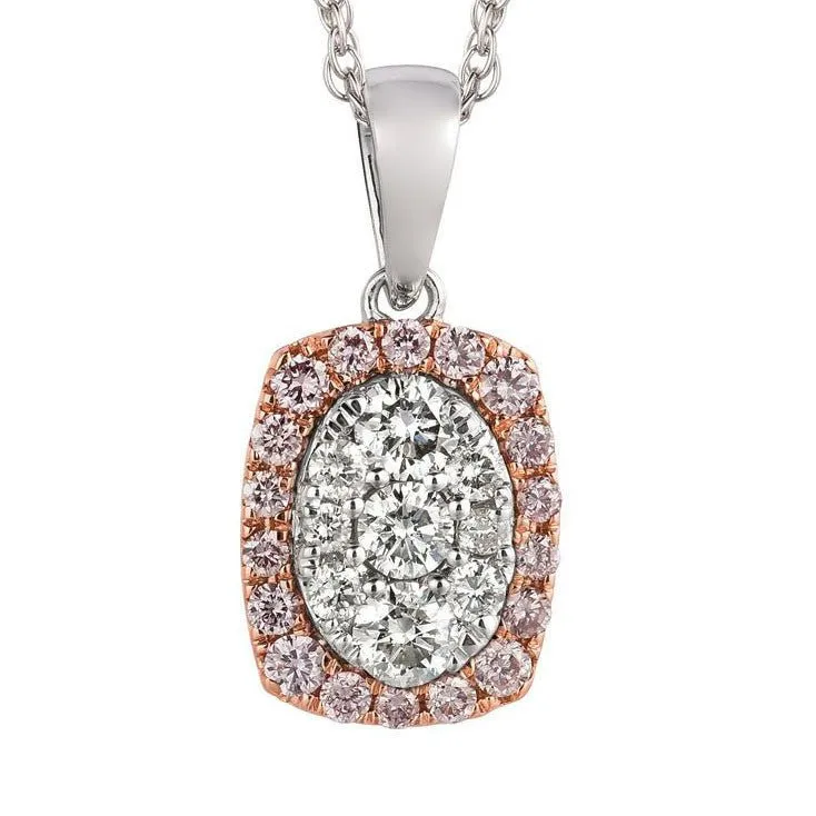 White and Rose Gold with Diamond and Pink Diamond Pendant