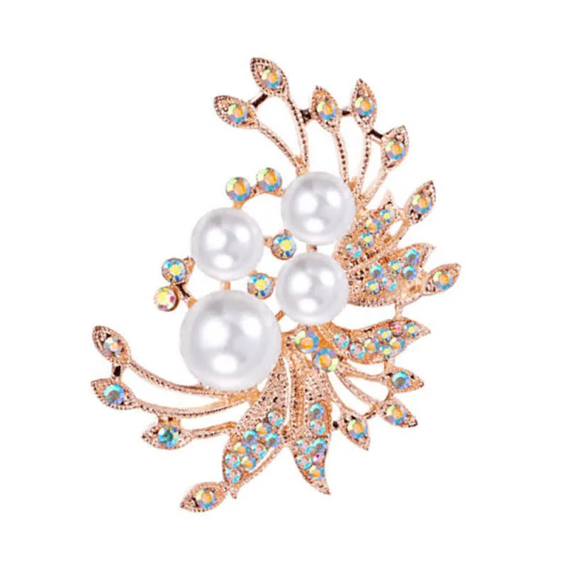 Women's Phoenixes Flower Pearl Brooch