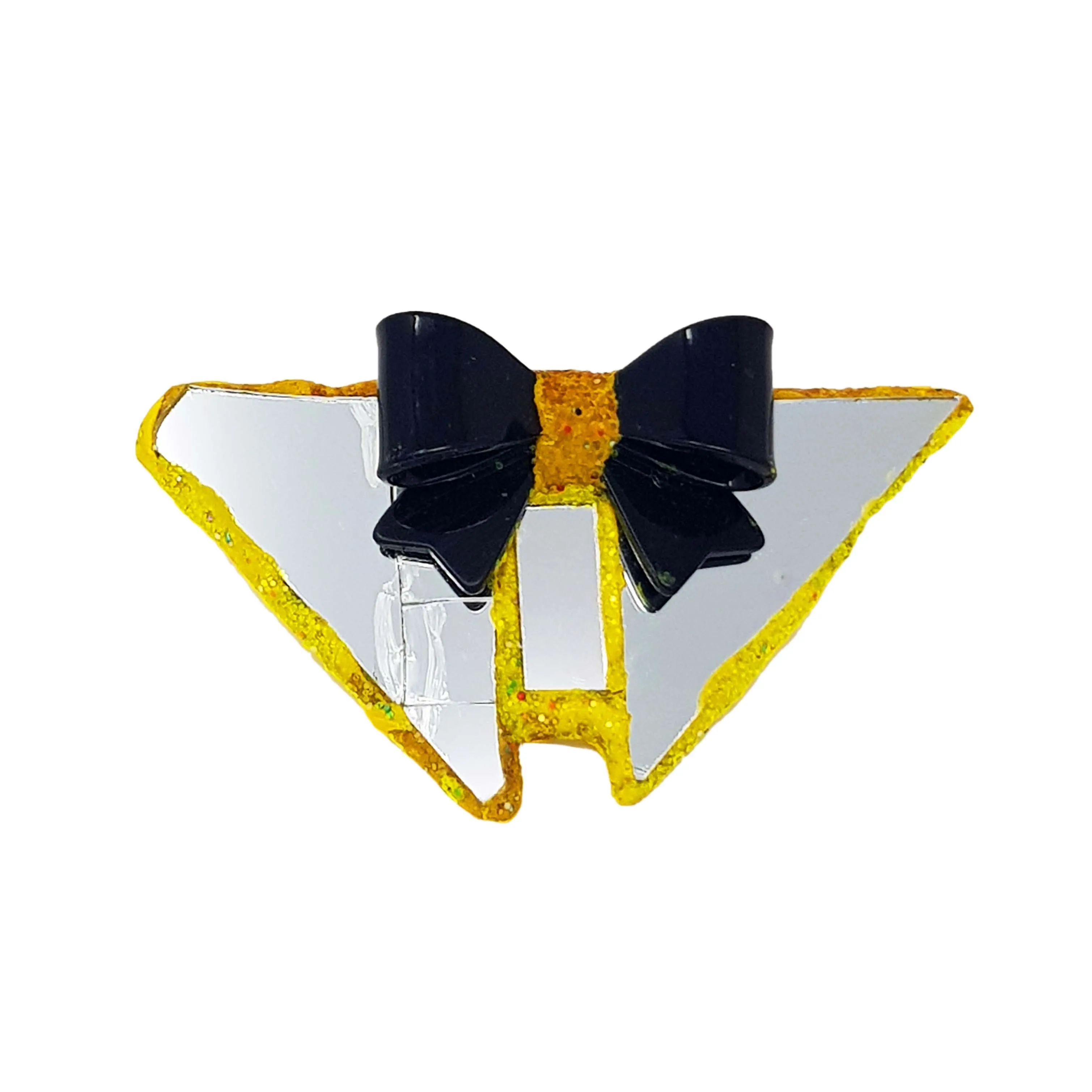 YELLOW & BLACK DOUBLE BOWTIE BROOCH, 2012