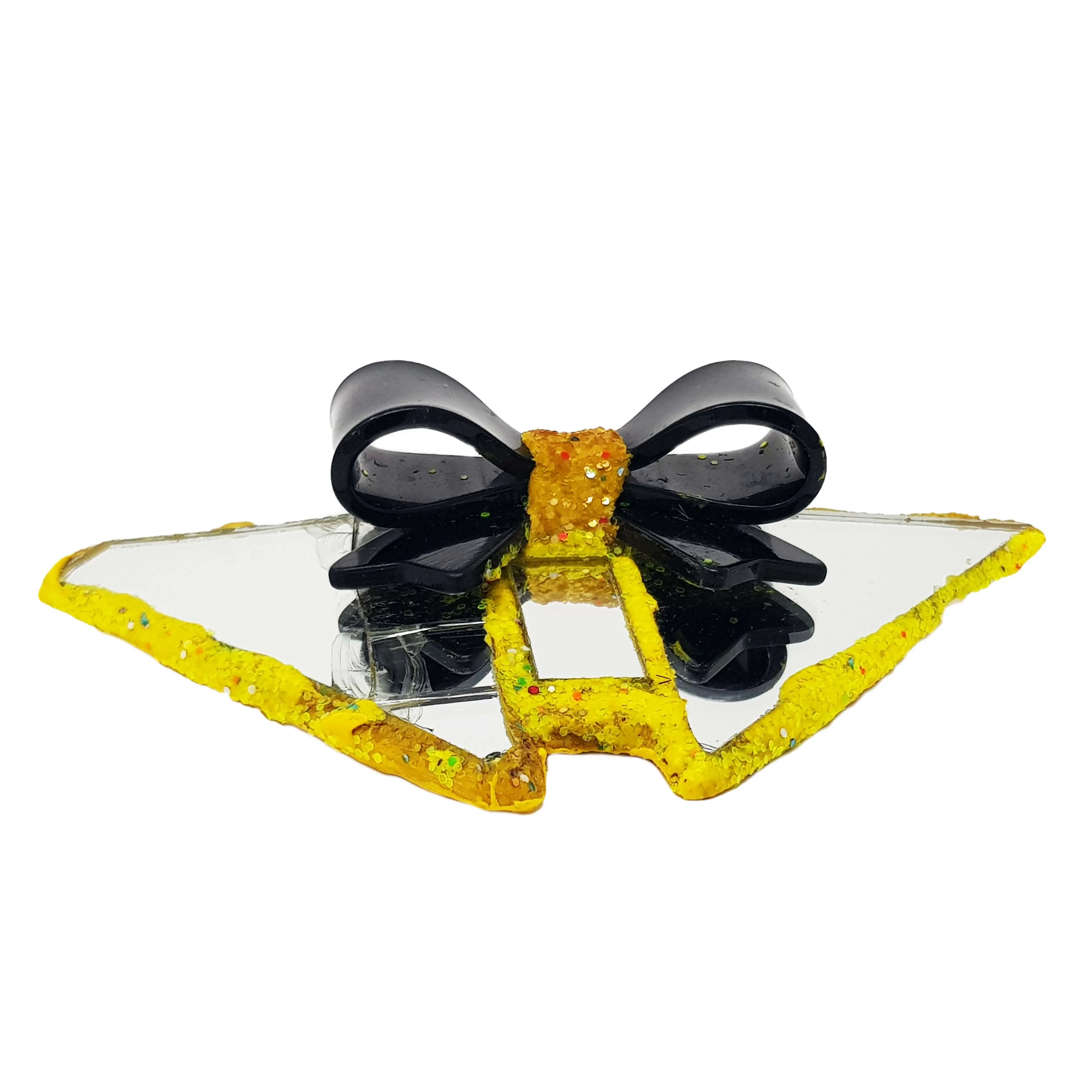 YELLOW & BLACK DOUBLE BOWTIE BROOCH, 2012