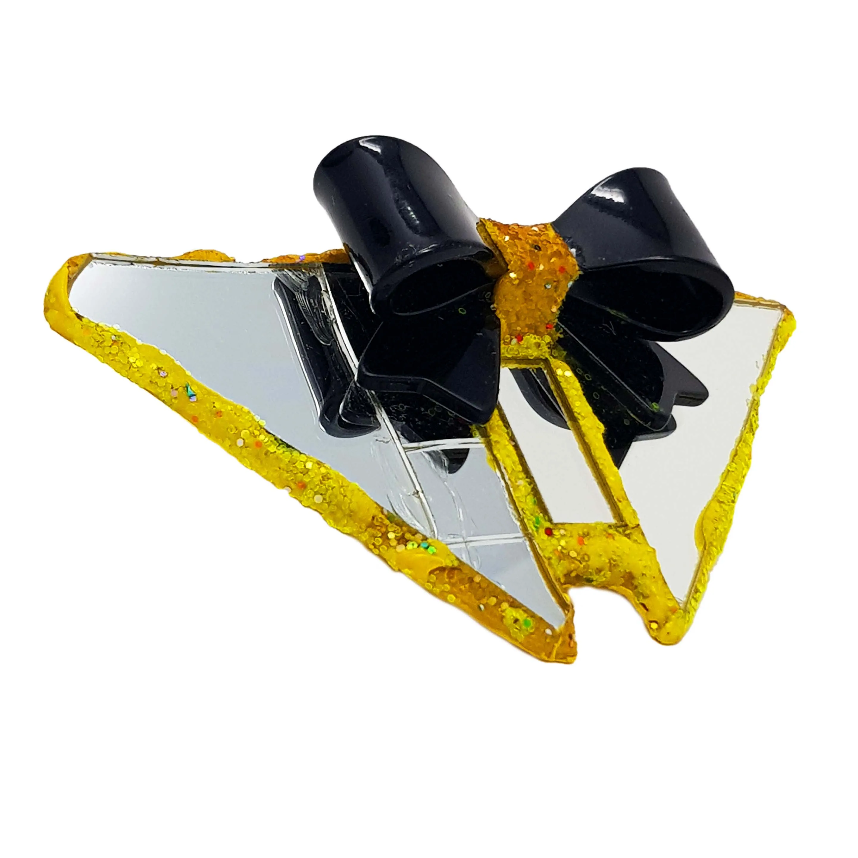 YELLOW & BLACK DOUBLE BOWTIE BROOCH, 2012